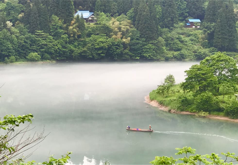 条件が揃った夏の朝夕には、眼前に川霧を眺められます。